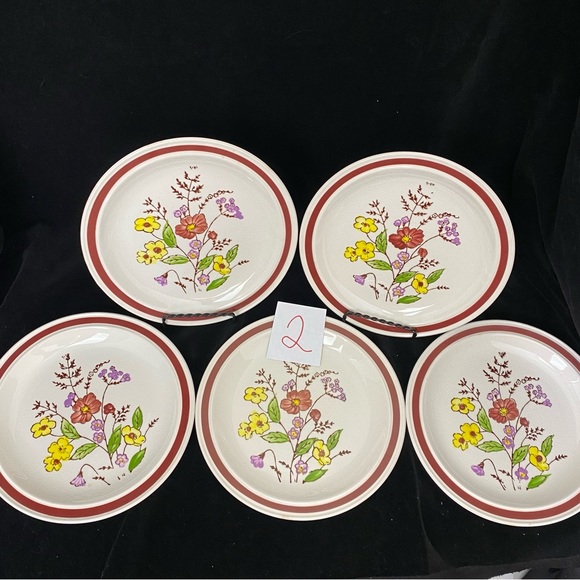 (2) Vintage Lot of 5, Lunastone 1580 Bali Pattern Floral Bread & Butter Plates - Picture 5 of 16